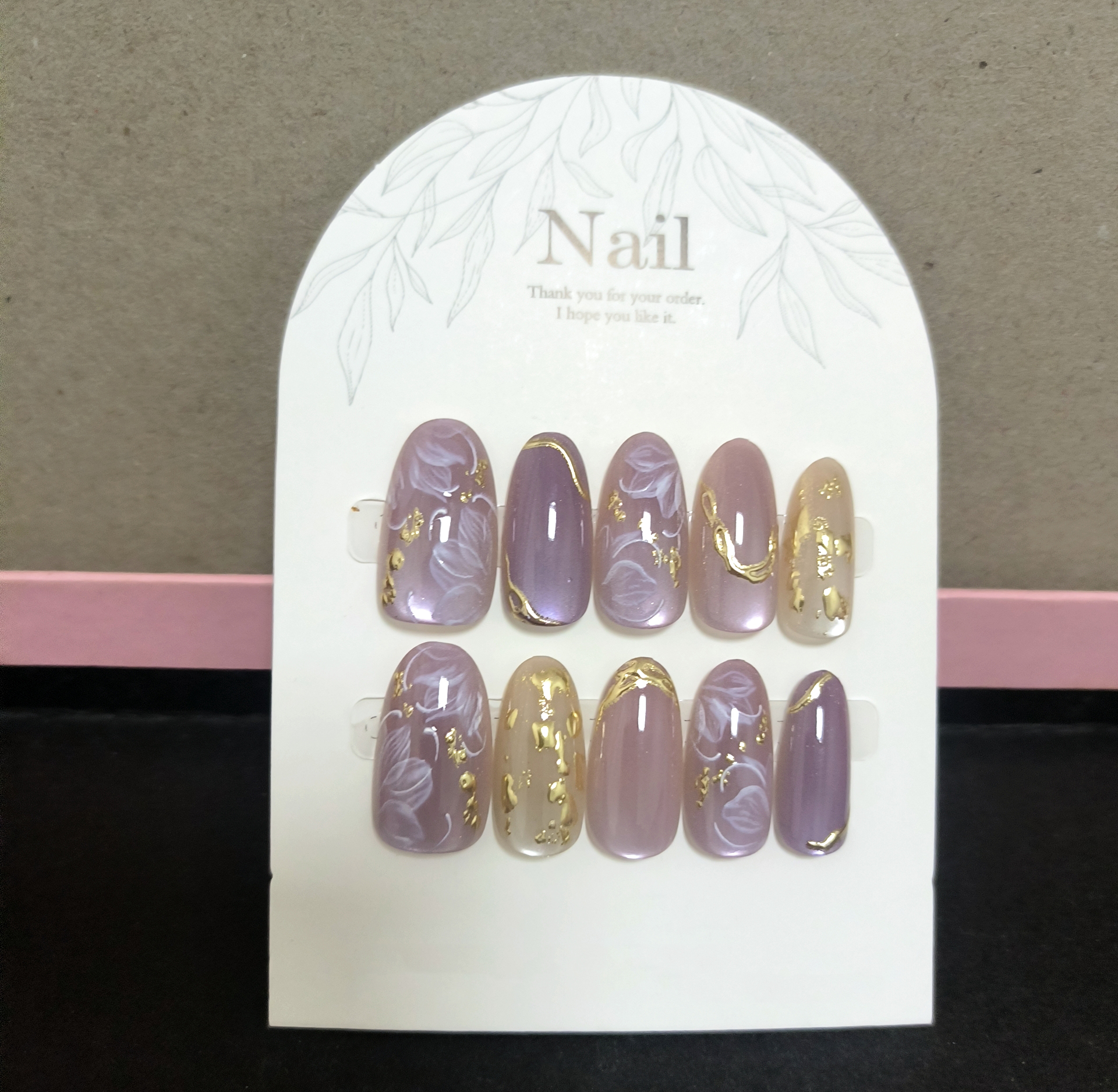 Resin Art Flower - 10pcs Handmade Press On Nails Shiny