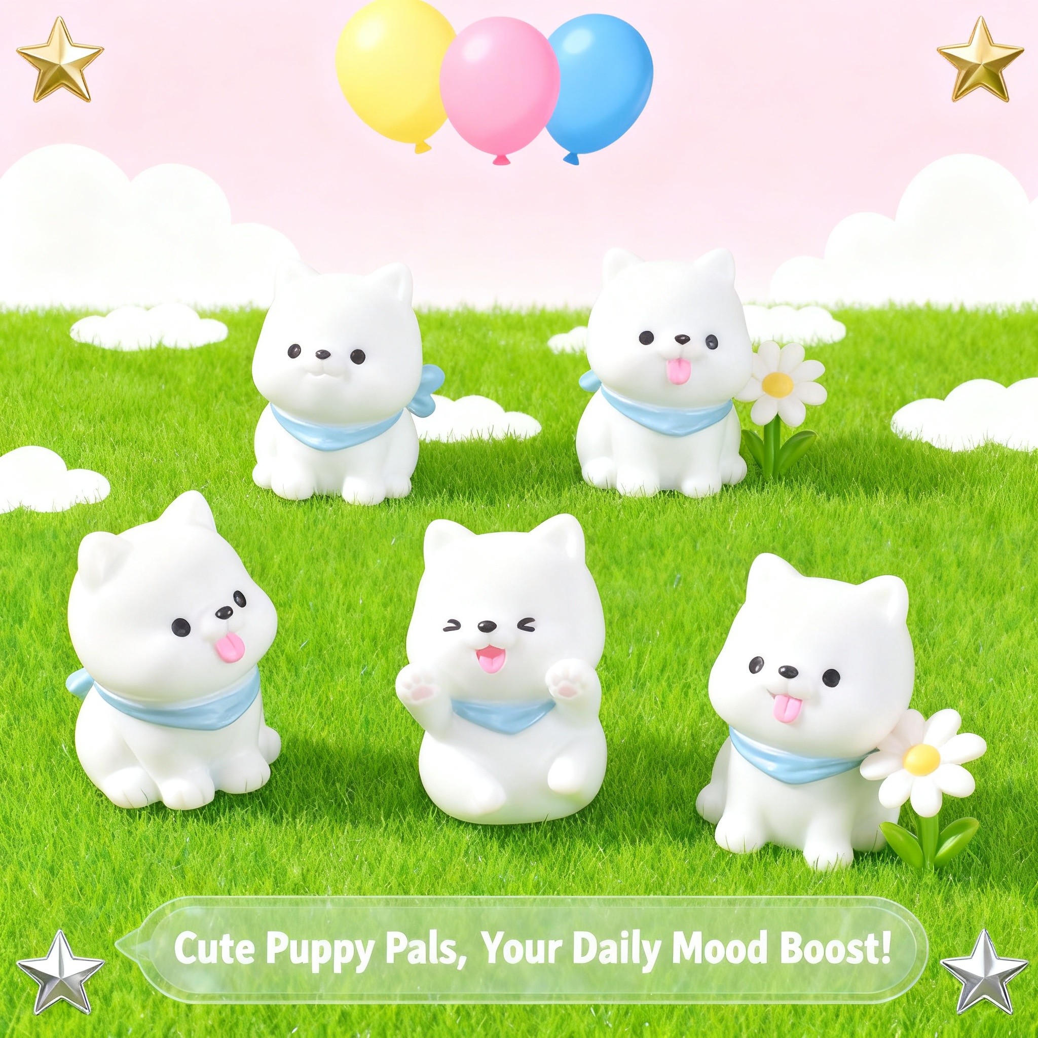 Resin Art Things - 4Pcs Set Cute Cartoon Anime Dog