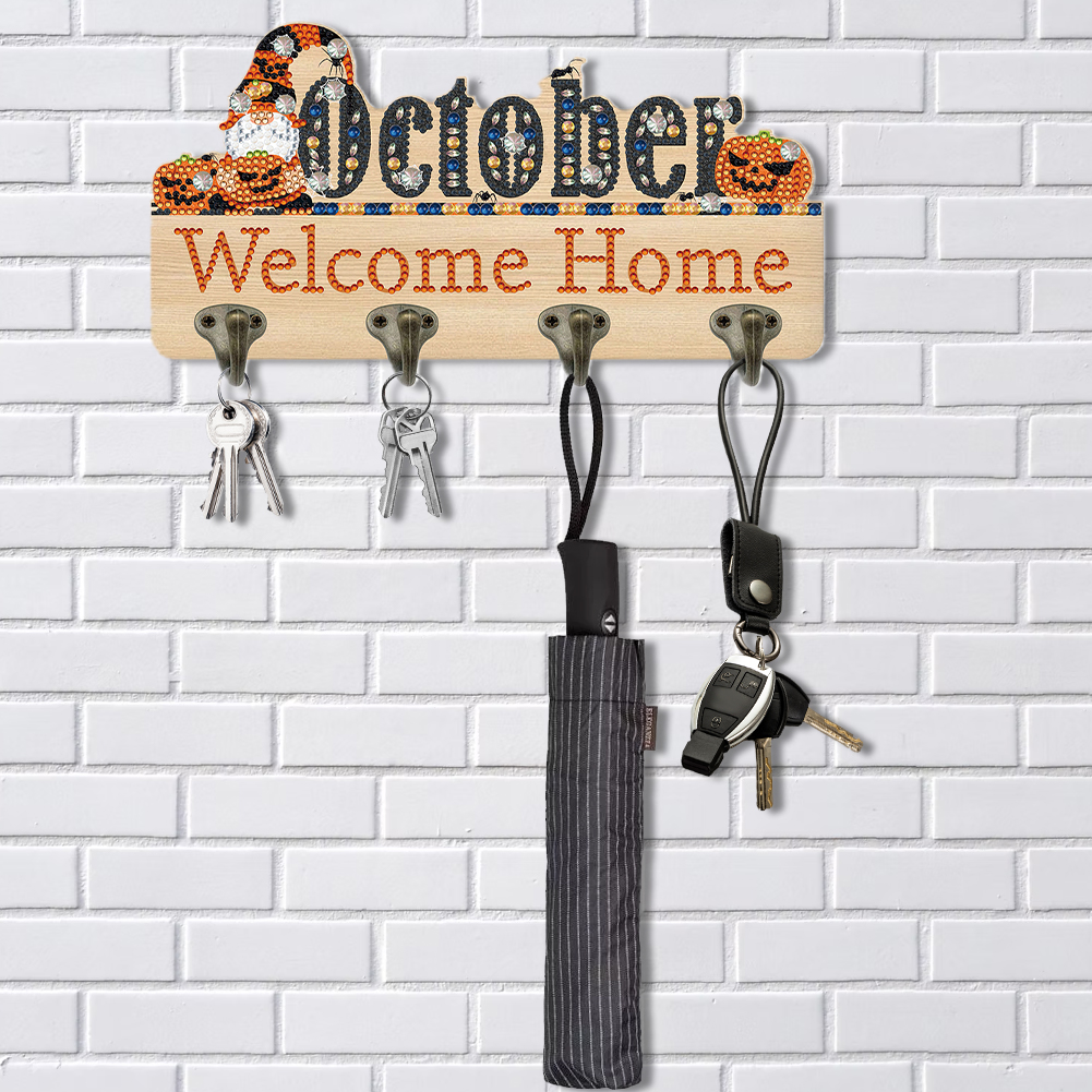 Resin Art A Keychain - Wooden Welcome Home Calendar Diamond Art