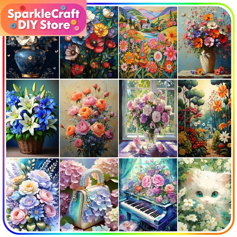 Resin Art Flower - 1pc frameless Diamond Painting Kits Flowers