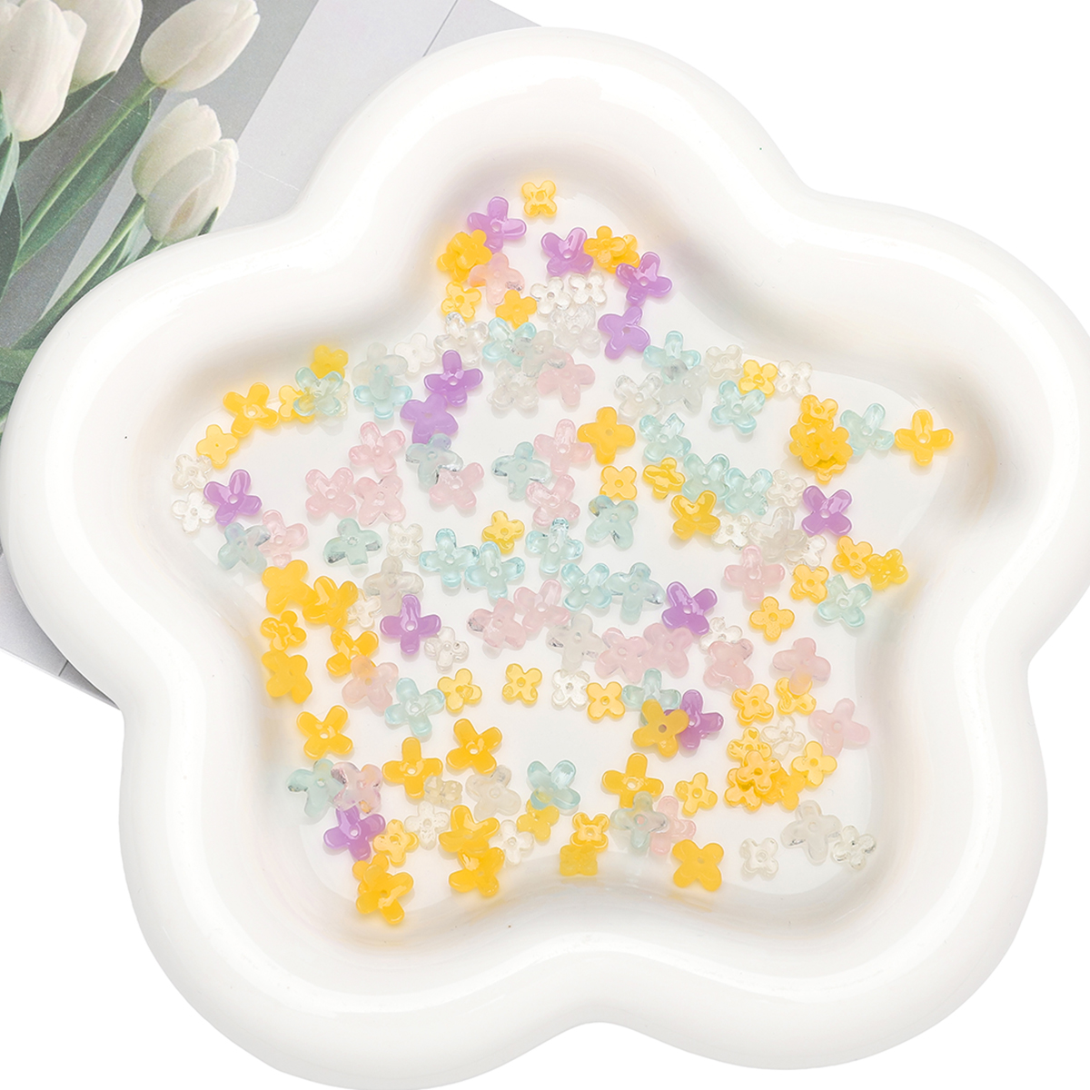 20pcs 5 7mm Resin 4 Petals Flo - đánh giá và giá Resin Art Flower