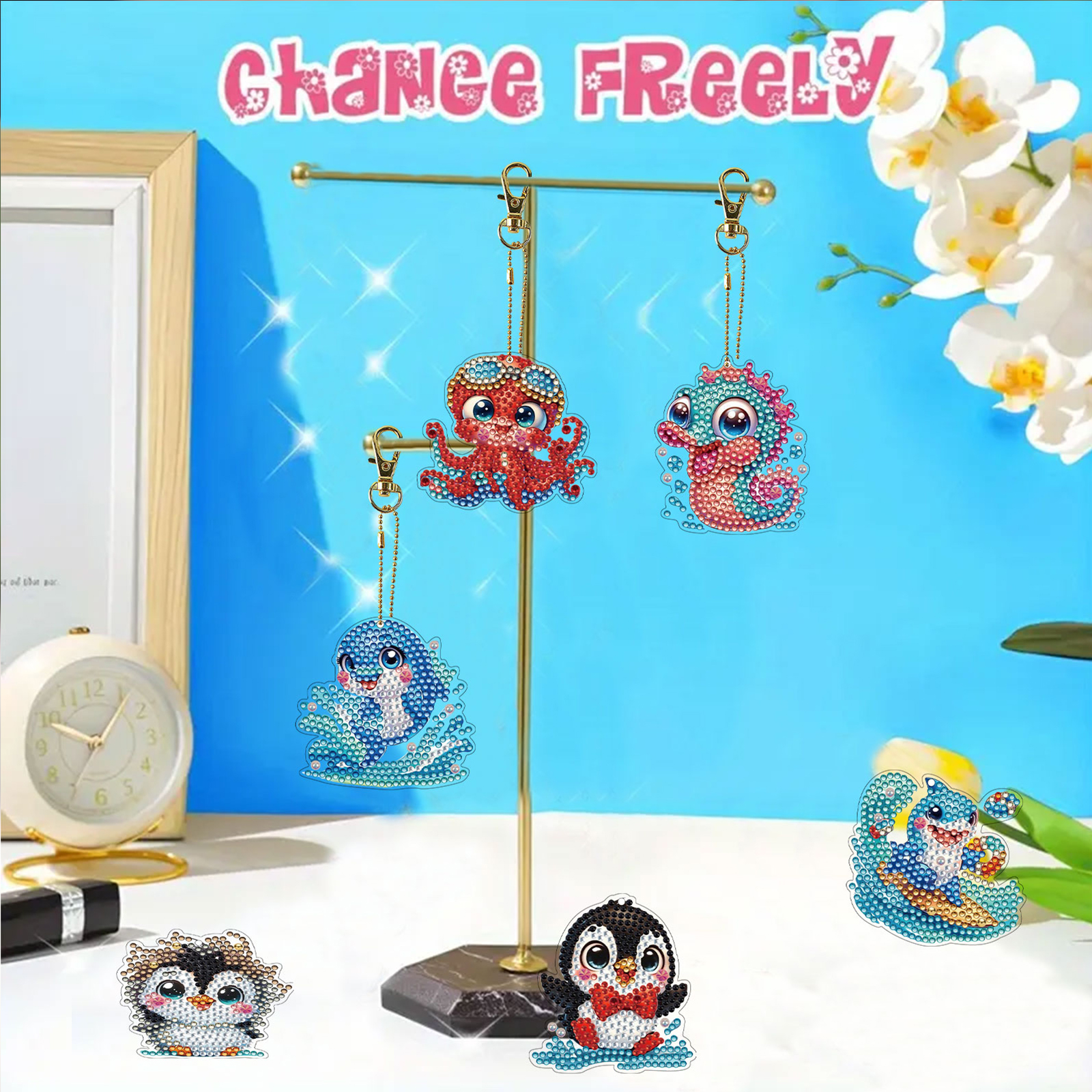 15Pcs DiY Diamond Art Keychain - đánh giá và giá Resin Art A Keychain