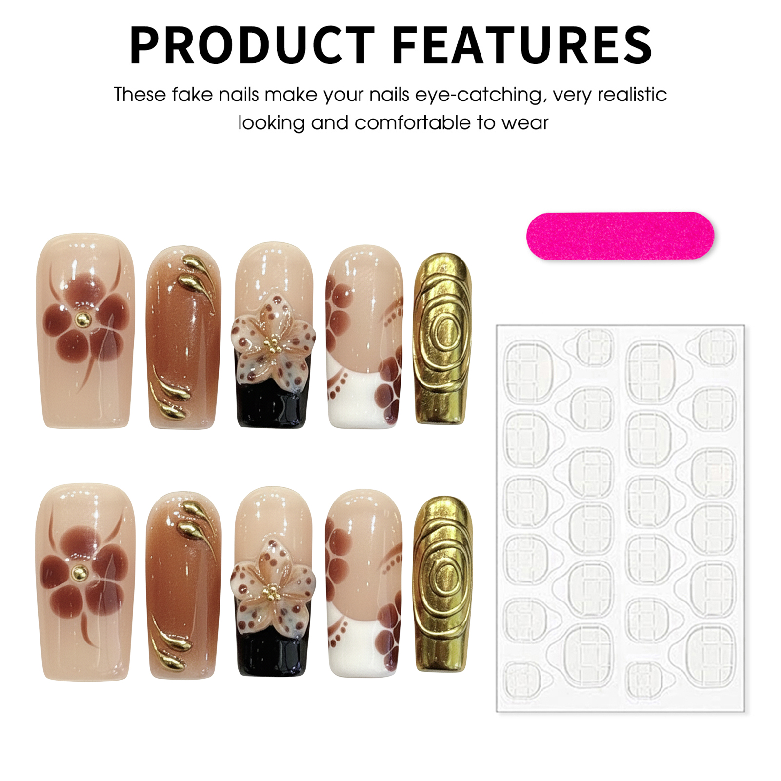 10pcs Brown 3D Carving Flower  - đánh giá và giá Resin Art Flower