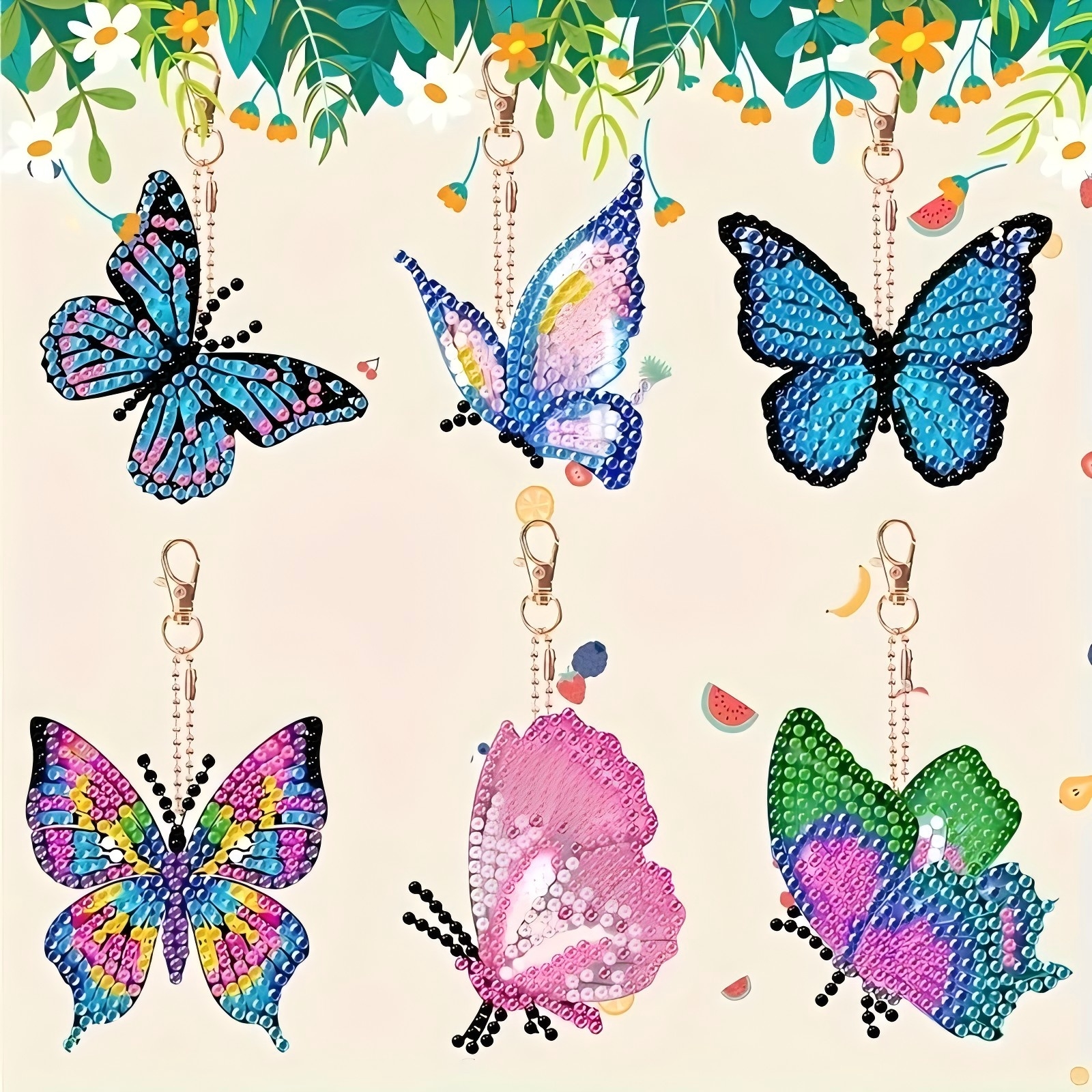 6 Butterfly Diamond Drawing Ke - đánh giá và giá Resin Art A Keychain