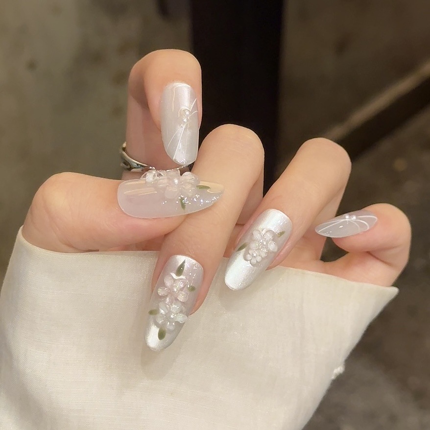 10pcs Glitter Sliver Press On  - đánh giá và giá Resin Art Flower