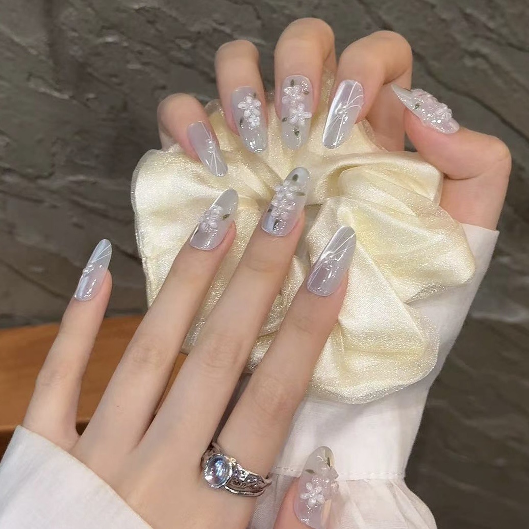 10pcs Glitter Sliver Press On  - đánh giá và giá Resin Art Flower