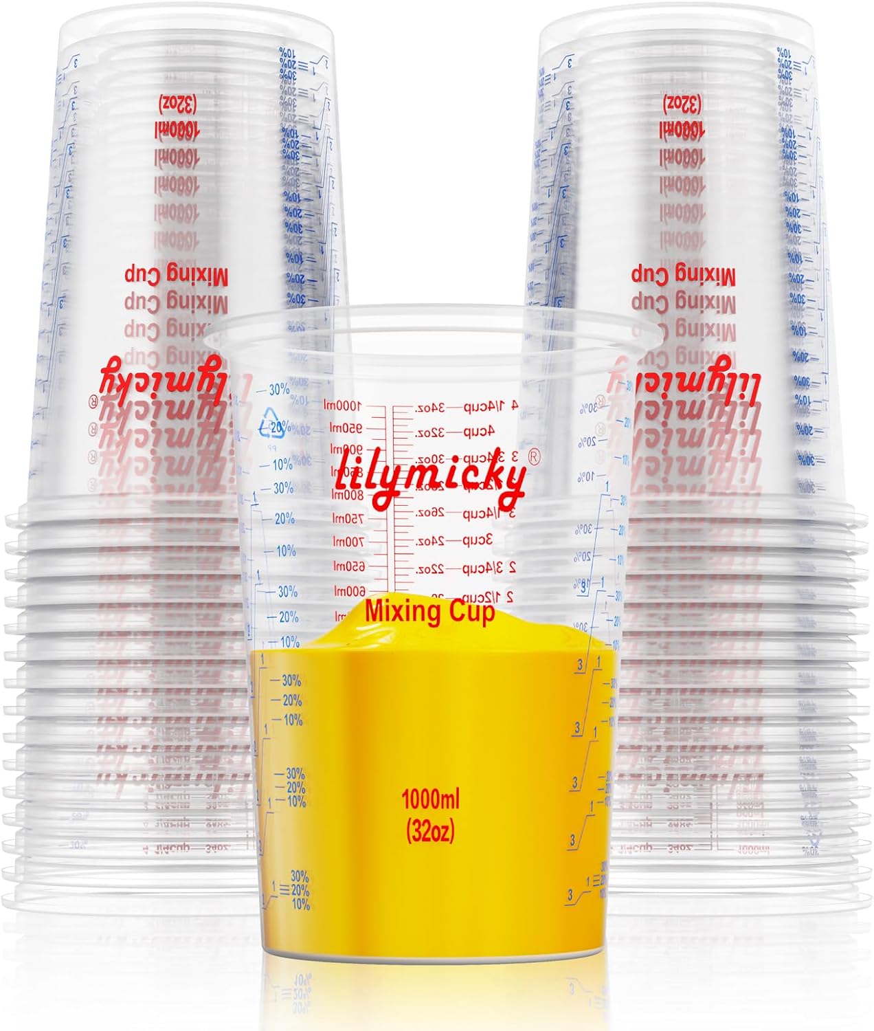 25 Pack 32 oz Plastic Measurin - đánh giá và giá Resin Art Images