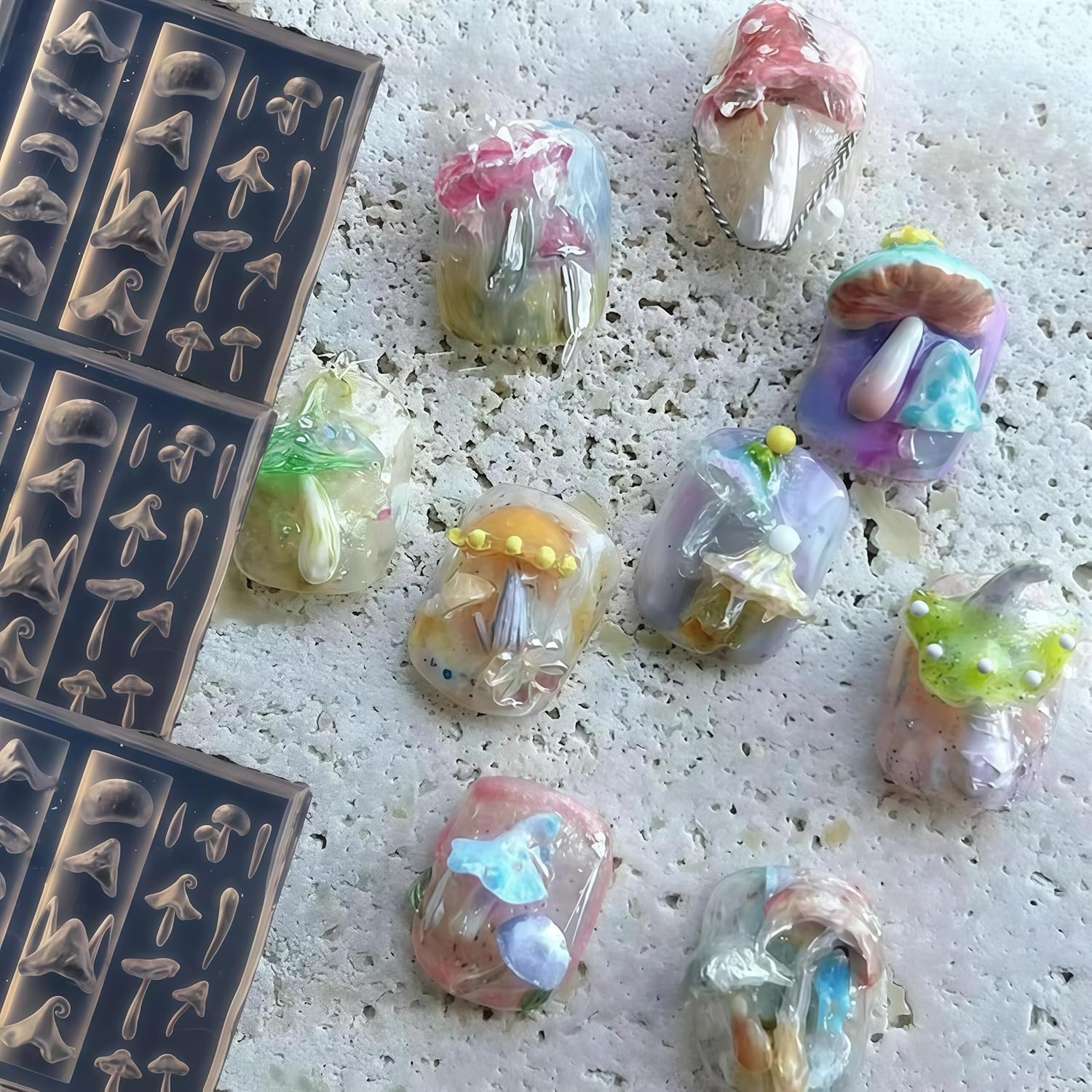 3D Mushroom Nail Mold Silicone - đánh giá và giá Resin Art Images